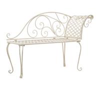 Metal Garden Chaise Lounge Antique White Scroll-patterned Patio Bench vidaXL
