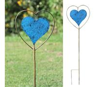 Metal Garden Decor for Outside，Rotating Heart-Shaped Garden Stake, Perfect for Planter Decorations, Outdoor Lawn Gardens, Also The Best Choice for Gifts - Blue
