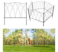 Metal Garden Fence, 5 Panels 61x61cm (3m Total Length), Rust-Resistant Square Decorative Fencing, No Dig Dog Barrier & Flower Bed Border for Yard Patio