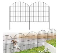 Metal Garden Fence, 71.1 cm H x 3.6 m L, 5 Panels + 6 Posts, Rustproof Dog Barrier, No Digging Required, Outdoor Boundary, Perfect for Yard Decoration, Black CTW2828