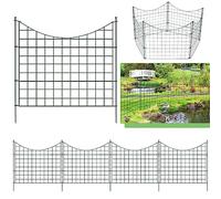 Metal Garden Fence for Pond, 5 Panel Dog Barrier with 6 Stakes, Decorative Outdoor Enclosure, Durable Pet Safety Barrier, Ground Arch Design, Ideal for Pets and Gardens