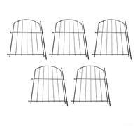 Metal Garden Fence Panels 5-Pack, Wrought Iron Style Pet Barrier for