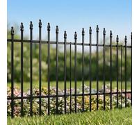 Metal Garden Fencing, 91cm High 5-Panel Decorative Border Edging, 3.5m Total Length, Rustproof Iron Barrier for Plant Protection, Animal Deterrent for Lawns and Pathways, Black
