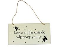 Metal Garden Hanging Wall Plaque - Fairy Design with Wording - Leave a Little Sparkle
