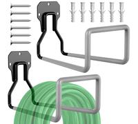 Metal Garden Hose Holder - Heavy Duty Hanger Wall Mount with 4 Screw, Water Hose Reel, Hose Rack, Hose Hook, Expandable Hose, Water Hose, Extension Hose (2 PCS Grey)