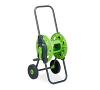Metal Garden Hose Reel Trolley Holds 45m Two Rubber Wheels Green Portable