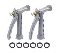 Metal Garden Hoses Nozzle Set High Flow Water Spray Nozzle With Adjustable Pattern For Garden Lawn Car Washing Plants Watering Outdoor Cleaning Heavy Duty With Ergonomic Grip 2 Pack