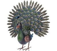 Metal Garden Ornament Tall Outdoor Free Standing Decorative Statue (Peacock with Fan)