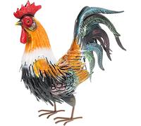 Metal Garden Ornament Tall Outdoor Free Standing Decorative Statue (Rooster)