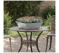 Metal Garden Planter Galvanised Steel Silver 50x50x15cm Trapezoidal Minimalist.