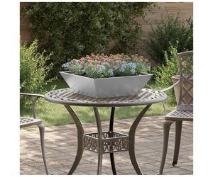 Metal Garden Planter Galvanised Steel Silver 50x50x15cm Trapezoidal Minimalist.