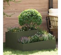 Metal Garden Planter Olive Green 80x80x50cm Cold-Rolled Steel Outdoor PlanterBox