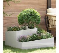 Metal Garden Planter Silver 80x80x50cm Stainless Steel Outdoor Modern Square XL