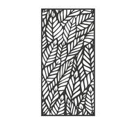 Metal Garden Screen Leaves Design Black 60x120cm Fence Wall Decor Panel