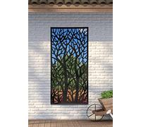 MirrorOutlet Metal Garden Screen Extra Large Tree Effect, Black, 180 x 90 cm