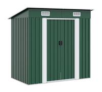 Metal Garden Shed Green Galvanised Steel 190x124x181cm Large Sliding Doors Vents