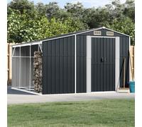 Metal Garden Shed with Firewood Storage Galvanised Steel Tool Shed Anthracite