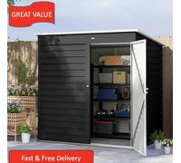 Metal Garden Shed with Lockable Door and Gloves, Dark Grey 6 x 4ft