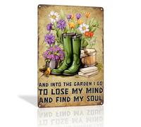 Metal Garden Sign - Outdoor Flowers Tin Sign 'Into The Garden I Go To Lose My Mind And Find My Soul' - Welcome Sign 8.00"x12.00"