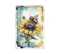Metal Garden Signs for Outside - Vintage Bee Sunflower Sign, Outdoor Signs for Patio, Backyard, Farmhouse, Garden, Porch, Home and Yard Wall Decor Art, Gifts for Women, 8 x 12 inch