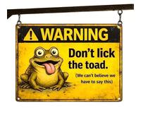 Metal Garden Signs - Funny "Don't Lick the Toad" Decoration Metal Warning Sign - for Entrance Yard Garage Outdoor Porch Patio Lawn