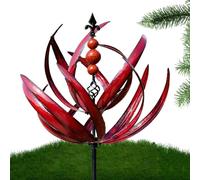 Metal Garden Spinner - Outdoor Red Yard Art, Wind Garden Spinners | 360 Degree Rotatable Metal UV Resistant Stakes | Red Paths Stakes Lawns Ornament, Patio Display Windmill for Yard Art