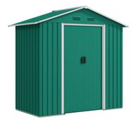 Metal Garden Storage Shed 6.5ft x 3.5ft Double Sliding Doors and 4 Vents Green