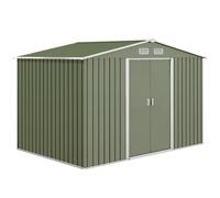 Metal Garden Storage Shed Steel Sloping Roof Tool House Light Green Colour