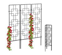 Metal Garden Trellis Three Pack 122 x 30.5cm Black Climbing Plant Support