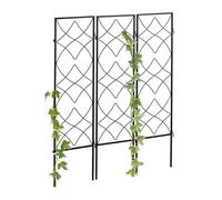 Metal Garden Trellis Three Pack 122 x 31cm Black Climbing Plant Support