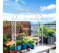 Metal Garden Tunnel for Plants, Anti-Rust, Adjustable Width 140-340cm, Perfect for Roses & Vegetables, Outdoor Use, 220/240cm Height, White