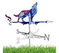 Metal Garden Weather Vane - Wolf Grid Wind Direction Indicator, Decorative Roof Mounting System for Outdoor | Animal Rotation Display Weather Response Navigation Marker Decorative Farm