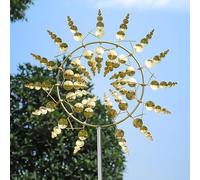 Metal Garden Wind Spinner, Iridescent Bubble Design, Outdoor Kinetic Art Sculpture Stake,metal windmills, suitable for courtyard decoration, outdoor decoration and wind vane. (golden)
