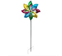 Metal Garden Windmill Stake for Outdoor Decoration with Rotating Moving Blades and Rust Resistant Iron Construction