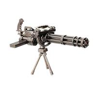 Metal Gatling Submachine Custom Minigun Tripod Mount Machine with Rotating Display & Barrels Stand, Desk Collectible