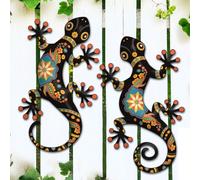 Metal Gecko Outdoor Decor -2 Pack 11.8 inch Metal Lizard Wall Hanging Sculpture Decoration for Indoor or Outdoor, Garden Yard Fence Porch Wall Decorations