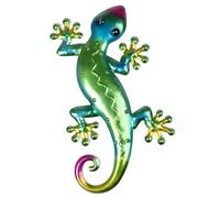 Metal Gecko Wall Art 3D Vivid Wall Sculpture Gecko Hanging Wall Decoration Chameleon Decoration Art Wall Statue Lizard Decoration Garden Fence Insect Indoor Outdoor Decorations (Green)