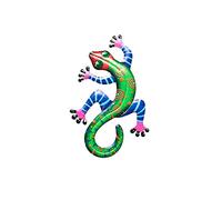 Metal Gecko Wall Decor,Garden House Lizard Art,Metal Animal Decoration Gift,Water And Rust Resistant,for Yard, Garden, Home, Outdoor (Green)