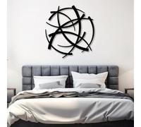 Metal Geometrical Abstract Wall Art, Metal Minimalist Line Modern Geometric Wall Artwork Decor, Black Artwork Decoration for Living Room,Bedroom Hallway and Stairs Nature Home Decor (Bl