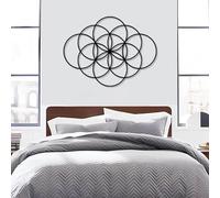 Metal Geometrical Circles Wall Art, Metal Minimalist Modern Geometric Bathroom Wall Artwork Decor, Black Artwork Decoration for Living Room,Bedroom Hallway and Stairs Nature Home Decor