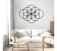 Metal Geometrical Circles Wall Art, Minimalist Wall Decor, Living Room Art, Metal Artwork Decoration, Modern Sculpture Home Decor for Living Room,Bedroom Hallway and Stairs Nature (Blac