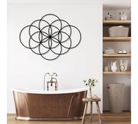 Metal Geometrical Circles Wall Art, Minimalist Wall Decor, Living Room Art, Metal Artwork Decoration, Modern Sculpture Home Decor for Living Room,Bedroom Hallway and Stairs Nature (Blac