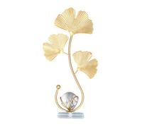 Metal Ginkgo Biloba Ornaments Iron Leaf Crystal Ball Decorative Ornaments Metal Leaf Crystal Ball Ornaments Office, Bedroom, Bookshelf Modern Creative Home Decor Ornaments Statue (Ginkgo Leaf)