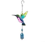 Metal Glass Wind Chime Rust Resistant Garden Bell(Green Hummingbird Blue)