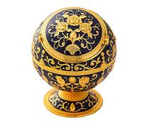 Metal Globe Ashtray Windproof Ashtray with Lids Portable Cigarette Ashtray Hand Stamped Pattern Ball Ashtray for Outdoors Indoors Home Hotel,Nice Gift