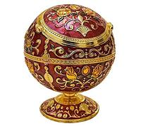 Metal Globe Ashtray Windproof Ashtray with Lids Portable Cigarette Ashtray Hand Stamped Pattern Ball Ashtray for Outdoors Indoors Home Hotel,Nice Gift