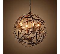 Metal Globe Pendant Lamp Round Nostalgic Restaurant European Style Wrought Iron Chandelier Retro Ball Industrial Hanging Lamp Kitchen Office Study Dining Room Cafe Restaurant Change for the better
