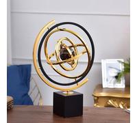 Metal Globe Sculpture, Modern Abstract Art Desk Ornaments for Office Shelf