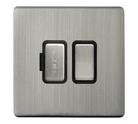 Metal Gloss Brushed Chrome 13A Switched Fused Spur Connection Unit Screwless Plate Finish N422DME