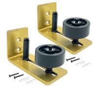 Metal Gold Barn Door Hardware - Roller Track, Adjustable Stay Guide, Wall Mount (Floor Guide - 2pack)